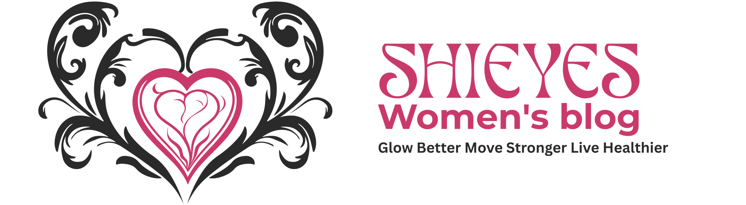 Shieyes Women's Blog official logo with pink heart and black floral design.